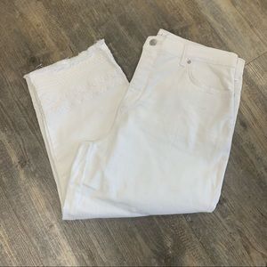 Gloria Vanderbilt White Jeans Ric Rac Frayed Ankle